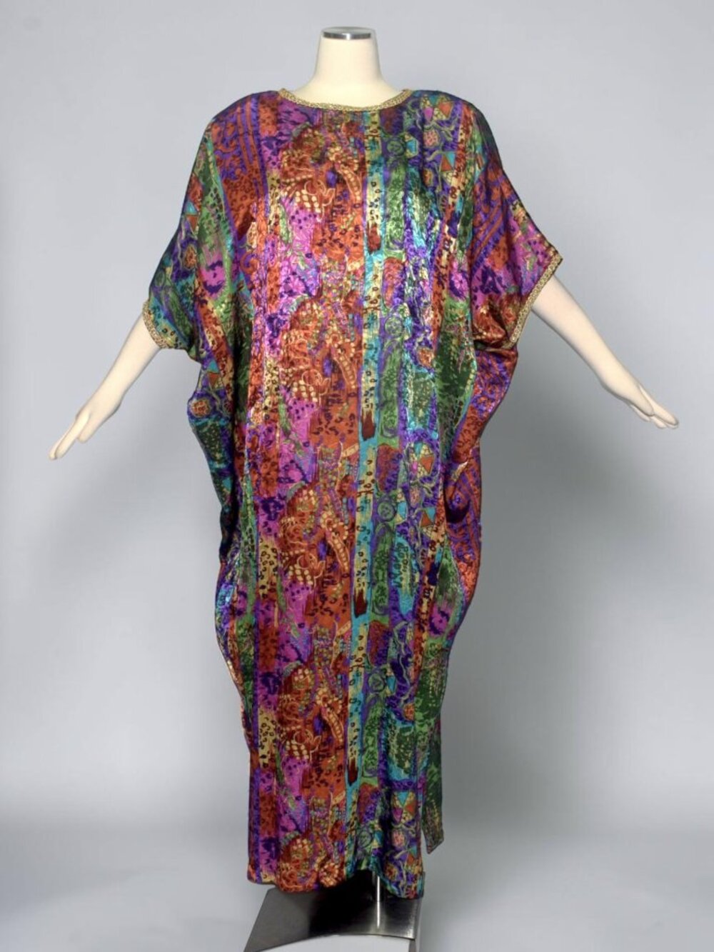 Vintage 80s Ruth Norman Neiman Marcus Print Caftan Maxi Dress One size Boho